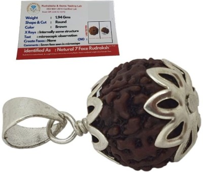 Kripalu store Astrological Seven Mukhi/Faced Rudraksha Pendant For Unisex Both for Men & Women Silver Wood Pendant Set