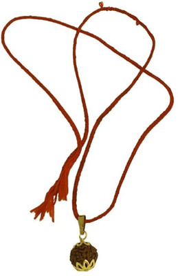 PLUYBaba Samagri Original 7 Mukhi Nepali Rudraksha Seven Face Rudraksh Gold-plated Brass, Wood Locket Set