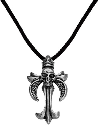 M Men Style Rock Biker jewellery viking Skull Head Crown Pendant Chain Rhodium Stainless Steel, Metal Pendant
