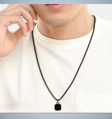 Fab Creations for Men and Women Rhodium Steel Square Pendant__F86 Rhodium Alloy Pendant Set