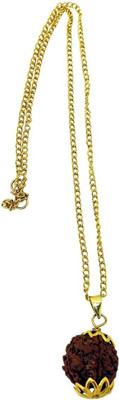 A1 yashvriddhi Original nepali Rudraksha 5 Mukhi / Five Face / 5 Face / Paanch Mukhi Gold-plated Beads Brass, Wood Locket Set