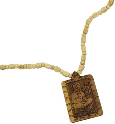 HAPPY CREATION Bageshwar Dham Hanuman Ji Pure Tulsi Kanthi Mala Wood Pendant Set