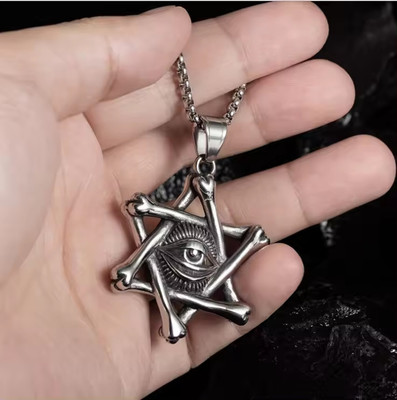 Roadster Vintage Hexagram Eye waterproof Chain Pendant Necklace Stainless Steel Pendant Set