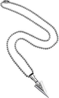 Animated Pack Of 2 Silver Arrow Head Cross Crucifix Spearpoint Locket Pendant Necklace Stainless Steel Pendant Set