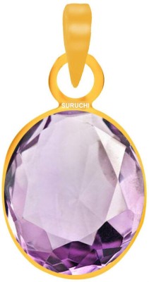 Suruchi Gems & Jewels Amethyst (Kathela) 3.25 Ratti or 3 Ct Gemstone for Men and Women Five Metal Gold-plated Alloy Pendant