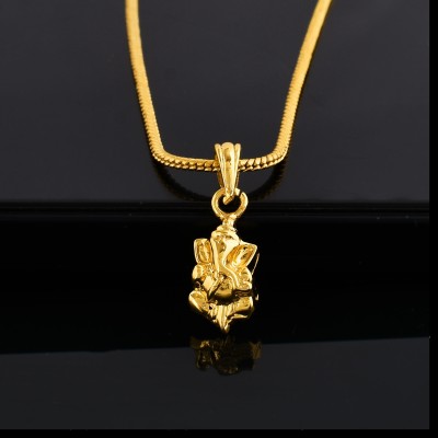 NAVYA ART God Ganpati Locket Ganesh Ji Pendant With Gold Chain for Women Girls Boys Men Gold-plated Brass Pendant Set