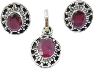 jsaj Oval Shape Pendant Set With Ruby Stone In 925 Sterling Silver Sterling Silver Ruby Sterling Silver Pendant Set