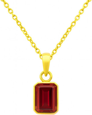 Ceylonmine01 Natural Ruby (Manik) Pendant with Chain Gold Plated Red for Men & Women Gold-plated Ruby Stone Pendant