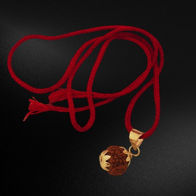 Fine Creation 7 Mukhi 7 Faced Nepali Rudraksha Pendant Positive Effect For Both Men & Women Gold-plated Wood Locket Set