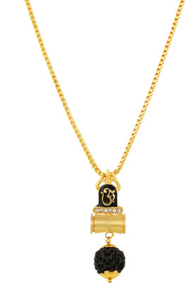 Charms Om Inspired Panch Mukhi Rudraksha Gold-plated Alloy Locket Set