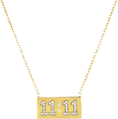 SHREE ELEGANCE Elegance 11:11 Angel Number Pendant Necklace – Stone Studded Gold-plated Cubic Zirconia Stainless Steel Pendant