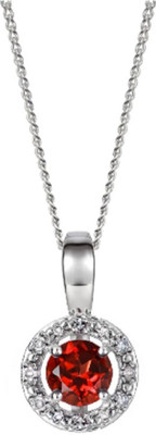 Ceylonmine01 Pendant for Women in Red Zircon with AD Stone Border Aesthetic & Chic Design Silver Zircon Stone Pendant