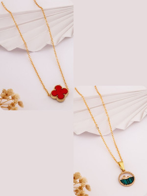 Dressberry Elegant Pack of 2 Necklace Chains – Must-Have Collection Gold-plated Brass Pendant Set