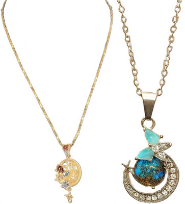 HEM RUPA Exquisite Locket and Chain Designs for Men, Boys, Women and Girls Gold-plated Brass, Metal Locket Set