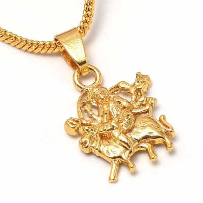 PYR Fashion Goddess sherawali maa Kali Durga Maa Locket Pendant with Chain for Men & Women Gold-plated Alloy Pendant Set