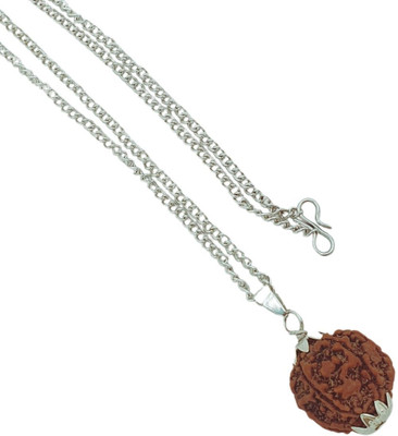 BHAKTI CHIMES Brown 4 Mukhi Nepali Rudraksha Four Face Rudraksh Certified with Lab Report Silver Beads Brass, Wood