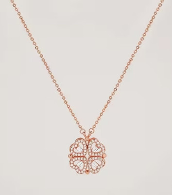 Vedansh Piyush Enterprises Stylish Rose Gold Plated Four Heart Pendant Copper, Gold-plated Cubic Zirconia Brass, Copper Pendant