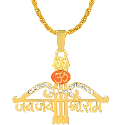 RN Gold Plated CZ Teen Baan Dhari logo Jai shree shyam Krishna Pendant Locket Gold-plated Cubic Zirconia Alloy Pendant