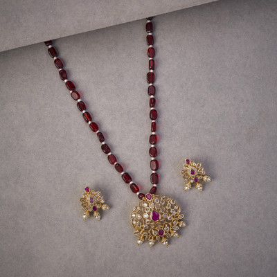 Opal Touch Brass Gold-plated Red, White Jewellery Set(Pack of 2)