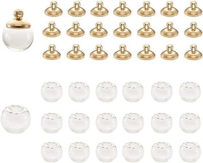 Ditya Crafts Mini Clear Empty Glass Balls, Fillable, Hanging with Golden Cap Set of 50 Pcs Glass Pendant