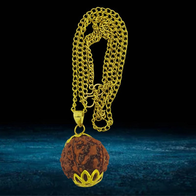 HAPPY CREATION Lab Certified 6 Face Original 6 Mukhi Rudraksha Locket Silver Plated Pendant Gold-plated Beads Brass, Wood Pendant