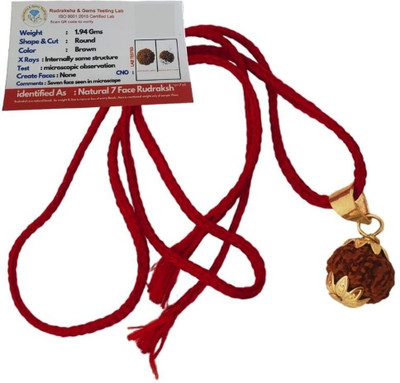 kripaurban 7 Mukhi Rudraksha Original Natural Nepali A1 Beads Seven Face Rudraksha Gold-plated Wood Locket Set