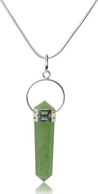 REIKI CRYSTAL PRODUCTS Natural Green Jade Double Point/Terminated Pencil Pendant With Chain for Unisex Jade Crystal Pendant