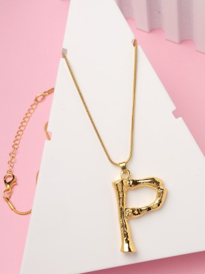 Scintillare by Sukkhi Gold Plated Alphabet P Letter Pendant Chain for Men & Women Unisex Gold-plated Alloy Pendant