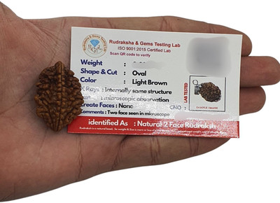 urbanzebra 2/ two Mukhi white metal Certified Original Pure Siddha Rudraksha from Nepal Beads Wood Pendant