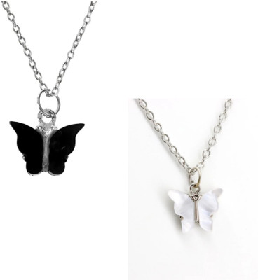 MAATRCHAAYA Butterfly Pendants Sterling Silver, Silver Cubic Zirconia Alloy, Stainless Steel Pendant Set
