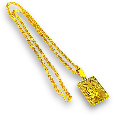 Charms Shree Ram Alphabet Religious Pendant Gold-plated Alloy Locket Set