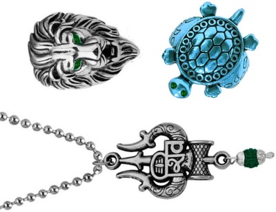 Dynamic Retail Global Shiva Mahadev Mahakal Locket Pendant Necklace Lion & Tortoise Turtle Rings B2U Stainless Steel Pendant Set
