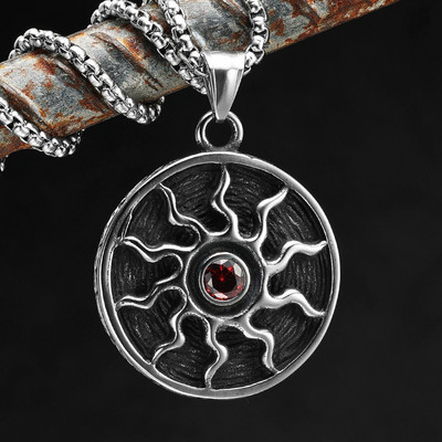 RAPPERSSHOP Sterling Silver Cubic Zirconia Stainless Steel Pendant Set
