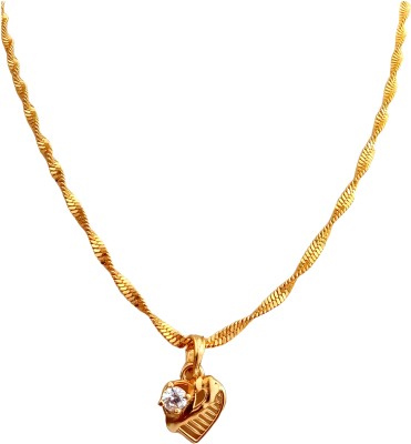 Nawab Collection Beautiful Trendy Gold Pendant With Chain Gold-plated Moonstone Alloy Pendant Set