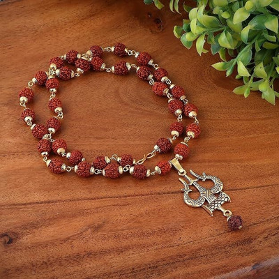 Karma mart Gold Plated Cup Om Damru Rudraksha Mala For Men And Woman Gold-plated Alloy Locket