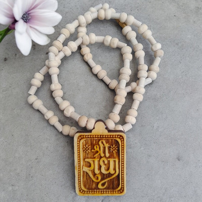BRAJSTORE Real & Natural Tulsi Mala with Shree Radha Wood Locket