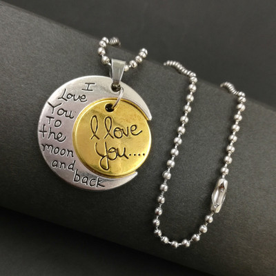 GiftsNests I LOVE YOU Letter Design Pendant with Chain for Girls/Friends & Couples Rhodium, Gold-plated Stainless Steel Pendant