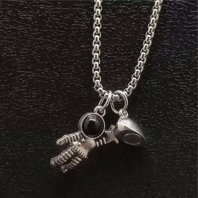 EndlessFashion F 32_JS astro-robot 421 Silver Stone Pendant Set