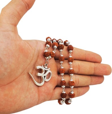 Radhika Collection 5 Mukhi Rudraksha Mala One Gram Silver Beads Brass, Wood Locket Set