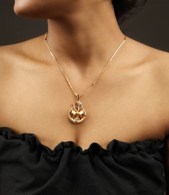 hc the crafts Om God Religious damru Pendant Gold Plated Brass Locket Set
