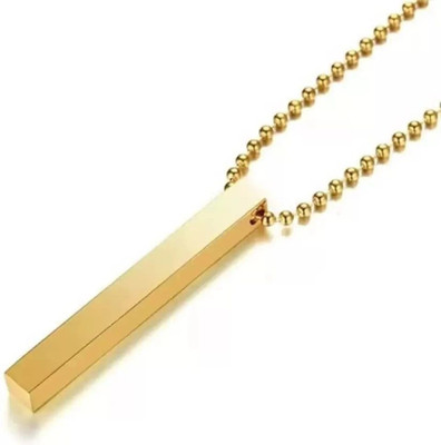 Whitechimes Golden Bar pendant with chain for men and women Gold-plated Alloy Pendant