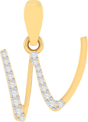 Diamtrendz Jewels BIS Hallmarked Pure 925 Sterling Silver Gold Plated Letter W Gold-plated Cubic Zirconia Sterling Silver Pendant