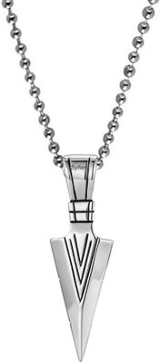 syrma High Polished The Silver Arrow Pendant for Men and Boys Stylish Biker/Party Wear Silver Stainless Steel Pendant