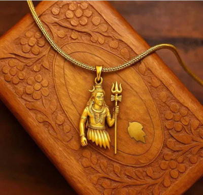 RKGCraft Gold plating Lord Shiva Pendant with Chain for Men AND WOMEN Gold-plated Alloy Pendant Set