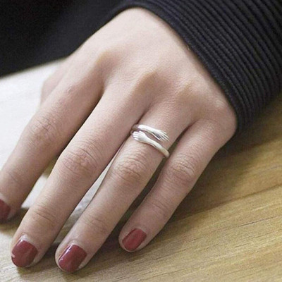 Alviira Stylish Set of 2 Friendship and Loved Ones Cuddle Exclusive Designed Hug Ring Alloy, Brass, Stainless Steel Cubic Zirconia Silver Plated Ring Set