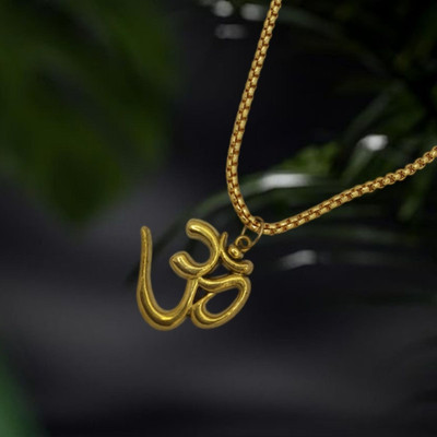 Kuttumb Gems & Jewels Hindu religious Mahakal damroo Shiv Shankar bholenath trishul locket Gold-plated Brass, Alloy Locket