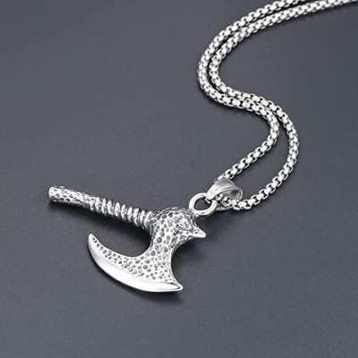 Karishma Kreations Vintage Stainless Steel Viking Axe Pendant Necklace For Men Fashion Silver, Platinum, Titanium Cubic Zirconia, Crystal Stainless Steel, Alloy, Brass Pendant