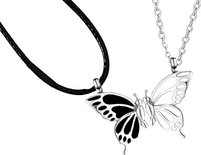 Teeragaj Magnetic Couple Broken Locket Pendant Necklace Clavicle Chain & Rope Silver Stainless Steel Pendant Set