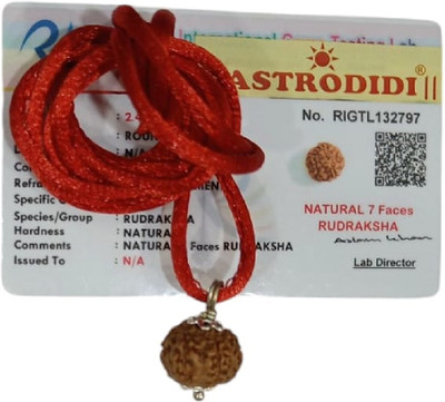 Astrodidi Saat Mukhi 7 Face Rudraksha Original Seven Faced Mukhee Rudraksha Lab Certified Silver Wood Pendant