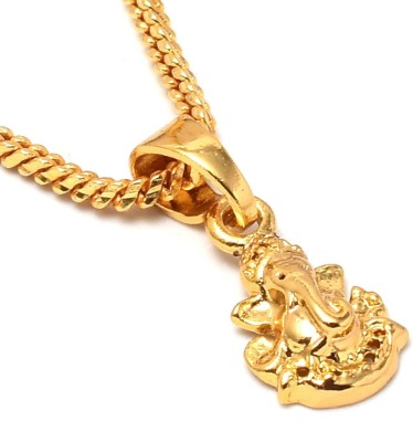 PYR JEWELS Simple Chain with Pendant Lord Ganesha Locket Ganpati Ganesh ji Maharaj Gold-plated Alloy Pendant Set